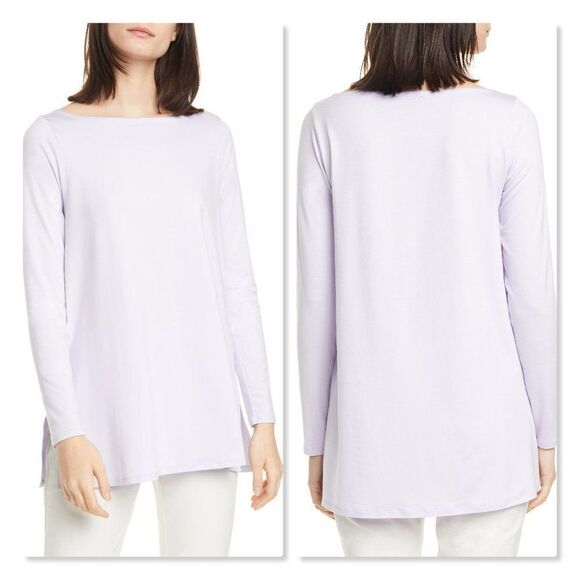 Eileen Fisher Ballet Neck Long Sleeve Tunic in Purple/Lavender - NEW - Picture 1 of 12